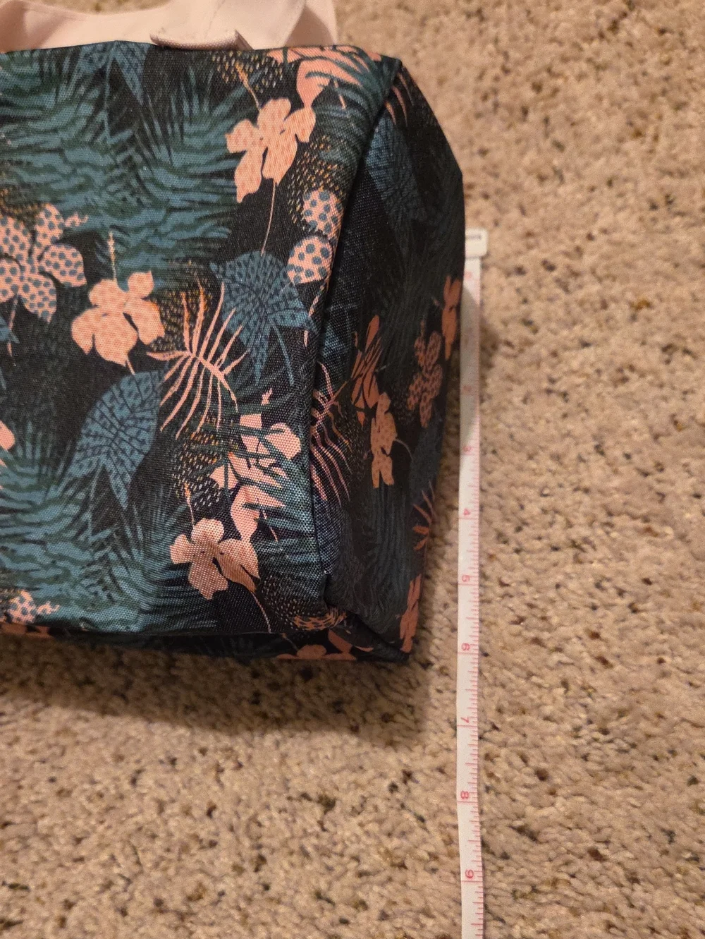 Floral Print Canvas Cosmetic Bag with Pink Handles NWT